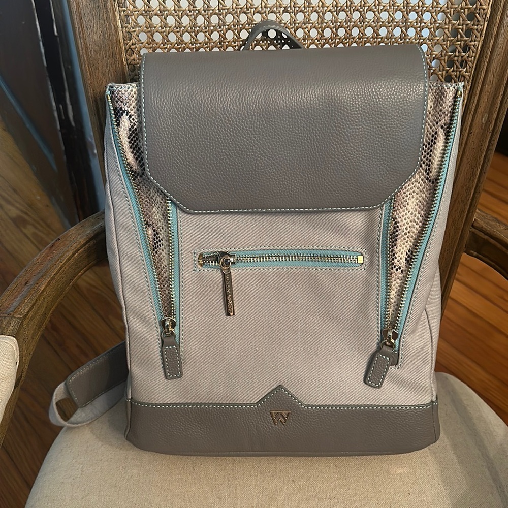 Gray and Teal Women's Backpack